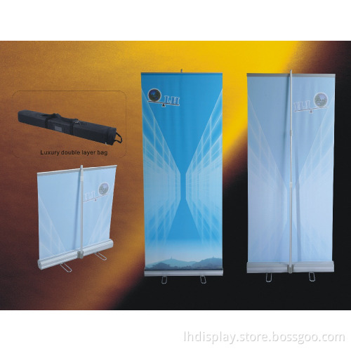 Best sale aluminium roll up display banner stand with steel plating feet